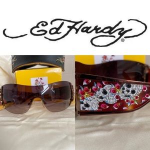 Ed Hardy Sunglasses  EHS 022 Cocoa Skulls